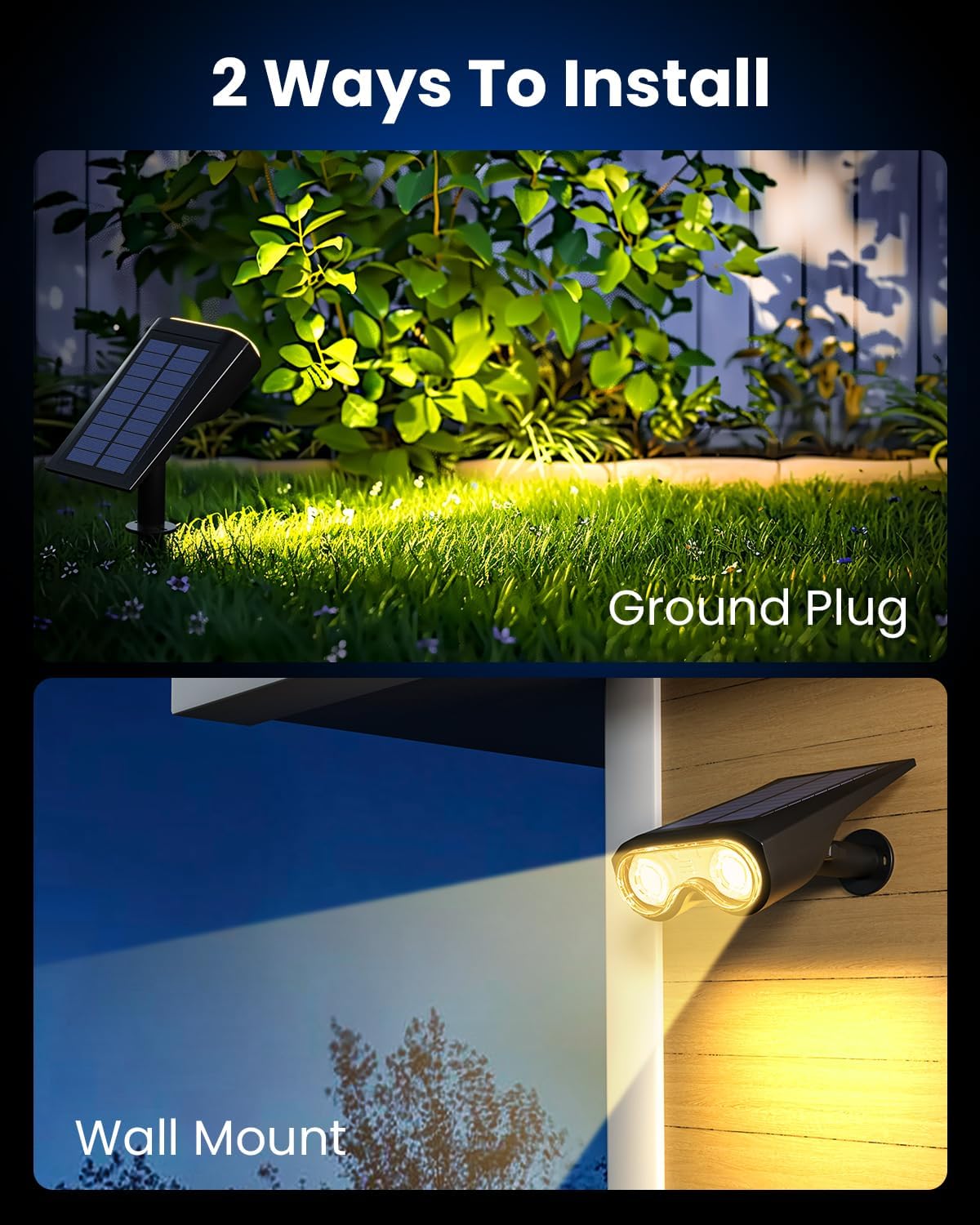 Reflectores Solares para Exterior, IP67, 3 Modos de Luz