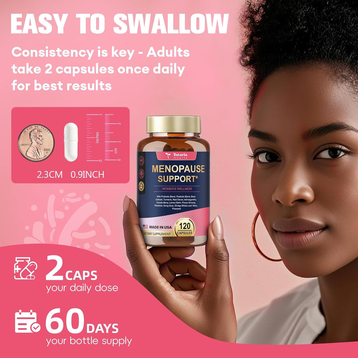 Suplemento menopausia 40-en-1, equilibrio hormonal, 120 cápsulas