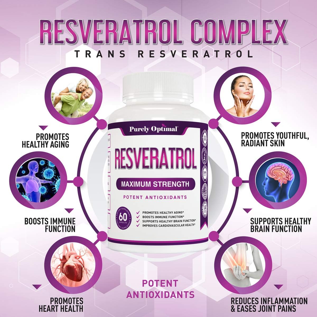 Suplemento de resveratrol premium de 1500 mg Fuerza máxima