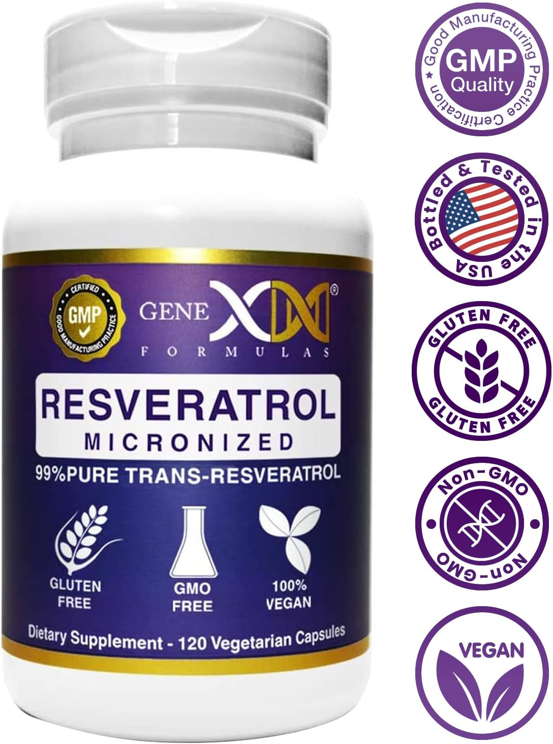 Suplemento GENEX Trans Resveratrol 1000mg que sirve 99%