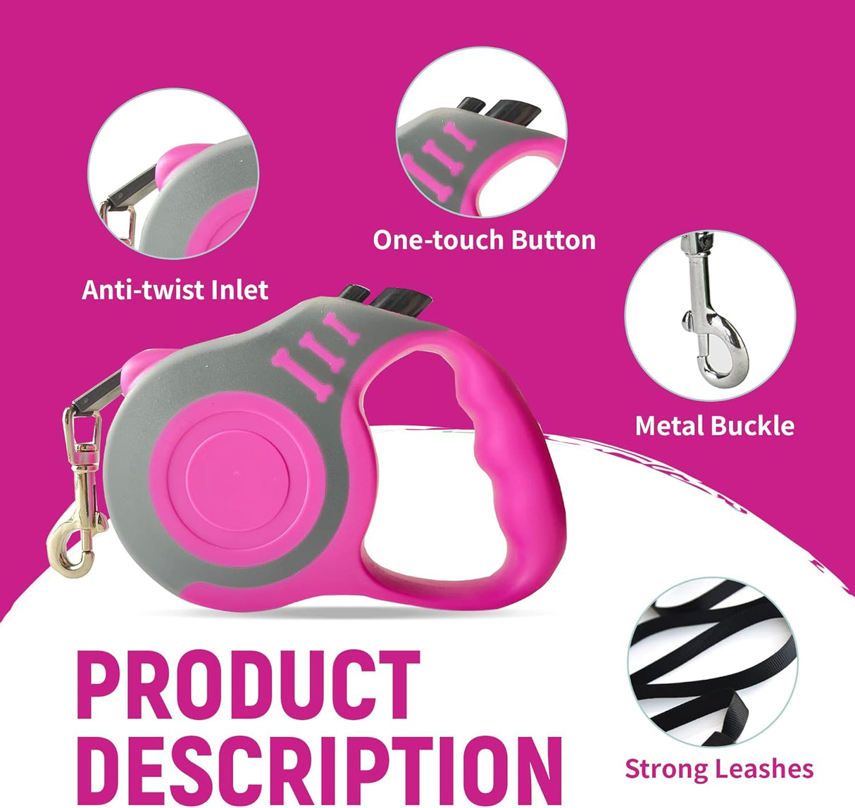 Correa Retráctil Automática para Perros 10/16 FT Mango