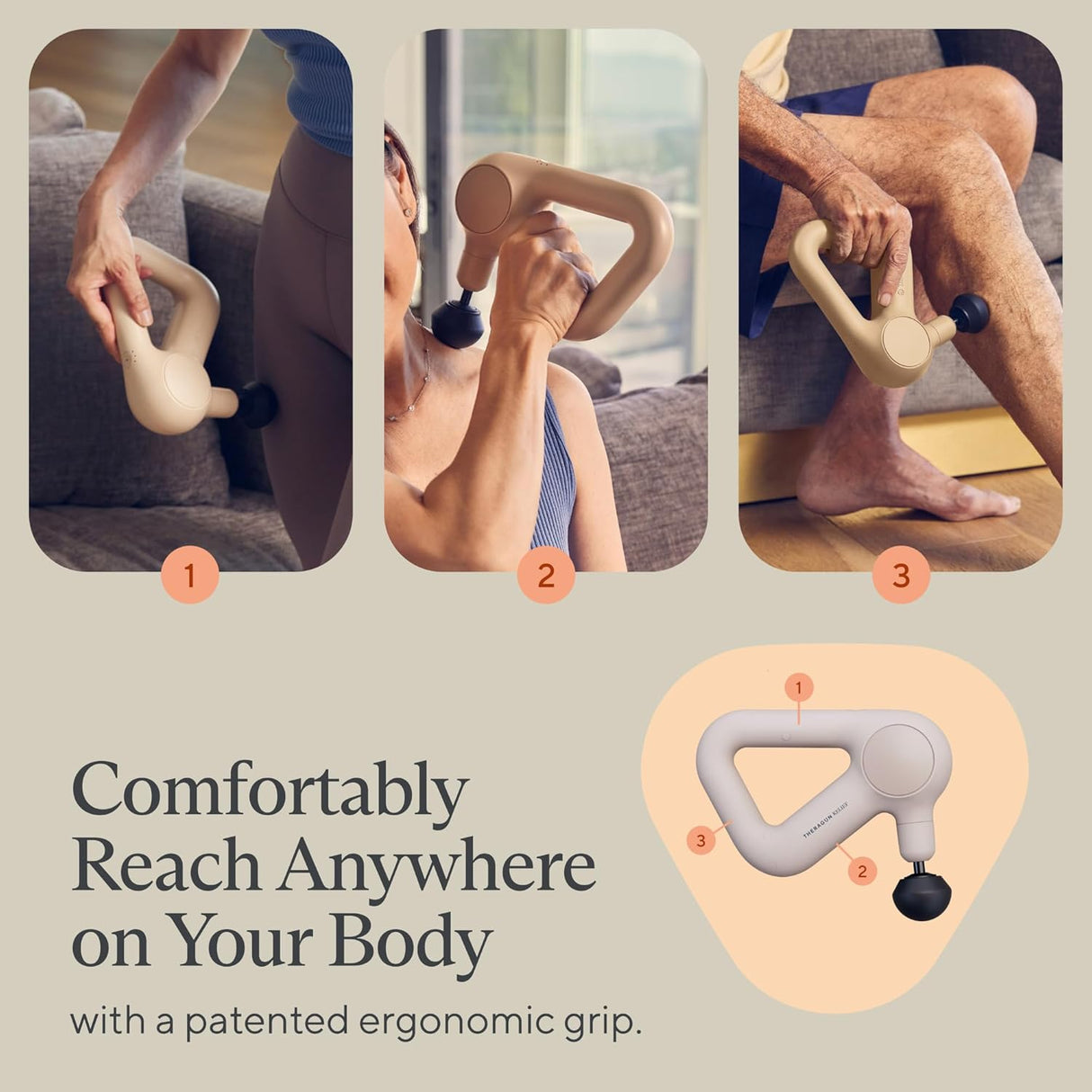 Masajeador TheraGun, portátil y fácil de usar para el dolor.