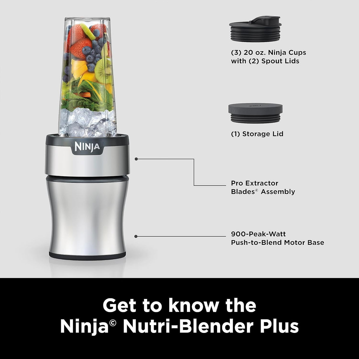 Licuadora Personal Ninja BN301, 900W, (3) Tazas, Fácil Limpieza