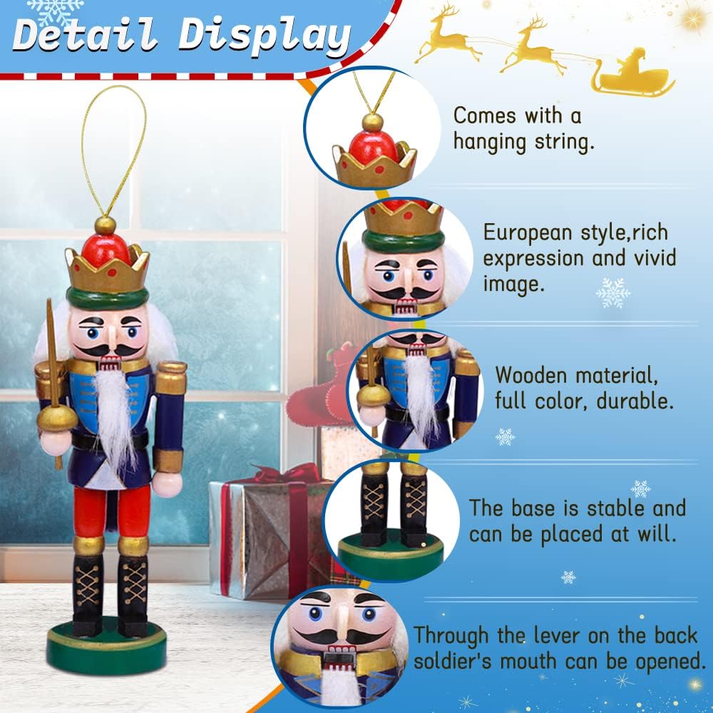 Conjunto de 6 Adornos de Cascanueces Jolik 5.3'' para Navidad