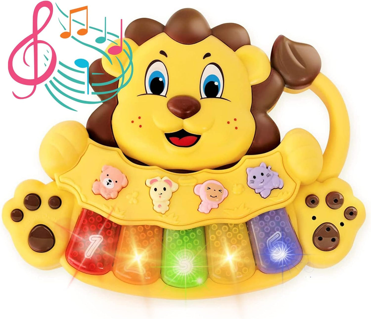 Juguete Musical León para Bebés - 5 Teclas Iluminadas - Interactivo