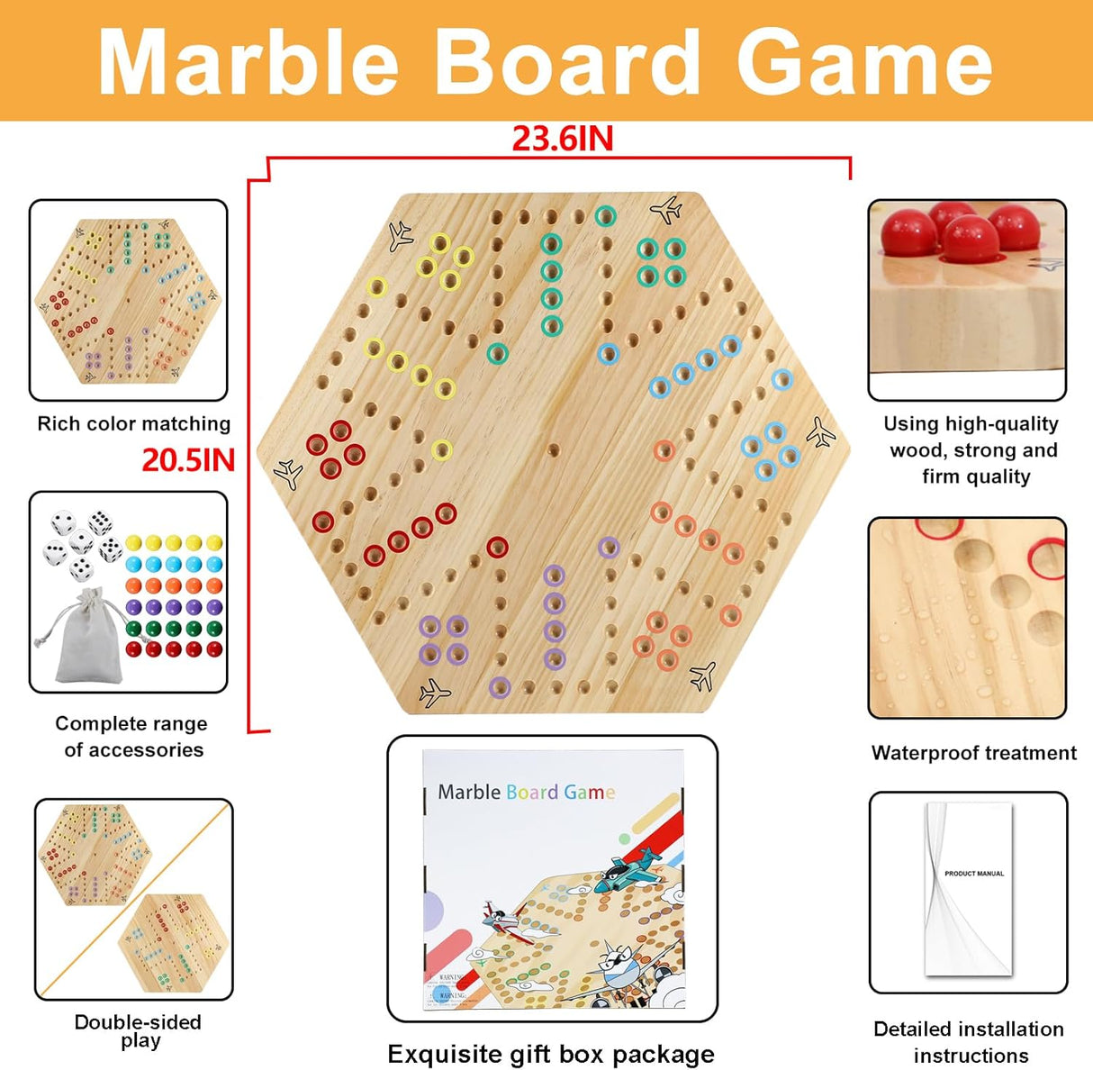 Juego de Mesa Aggravation Wahoo, 4-6 Jugadores, 30 Canicas