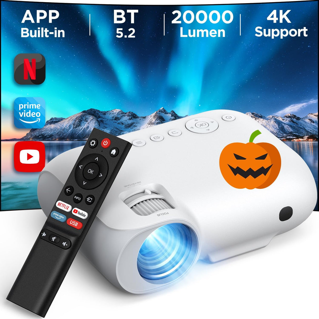 Proyector YOTON Y9 4K, WiFi, Bluetooth, 20000 lúmenes, 2024