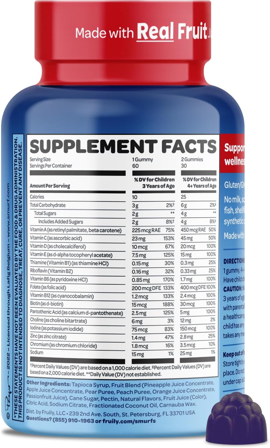 Gominolas Multivitamínicas Smurfs, 15 Vitaminas, 60 Gummies