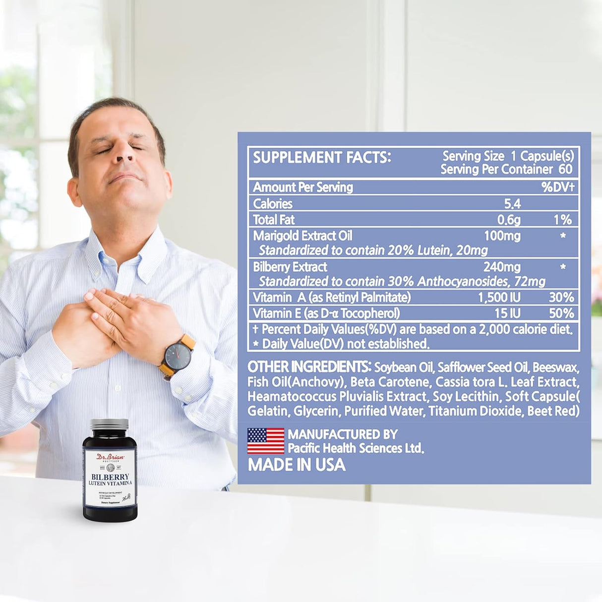 Suplemento Eye Vitaminas Luteína 240 mg Vitamina A 1500iu