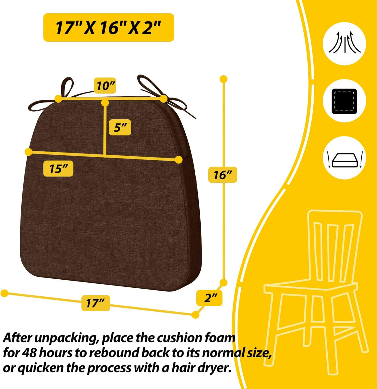 Cojines D-Shaped para Sillas de Comedor AAAAAcessories, 4 Pzas