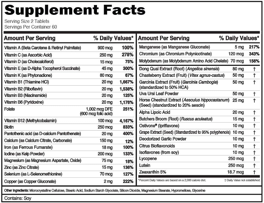 Suplemento Multivitamínico para mujer minerales de espectro