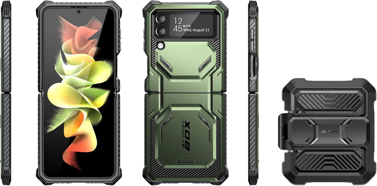 i-Blason Armorbox Series - Funda resistente para Samsung Galaxy Z Flip 4 5G (2022), con reducción de golpes y parachoques (Guldan)