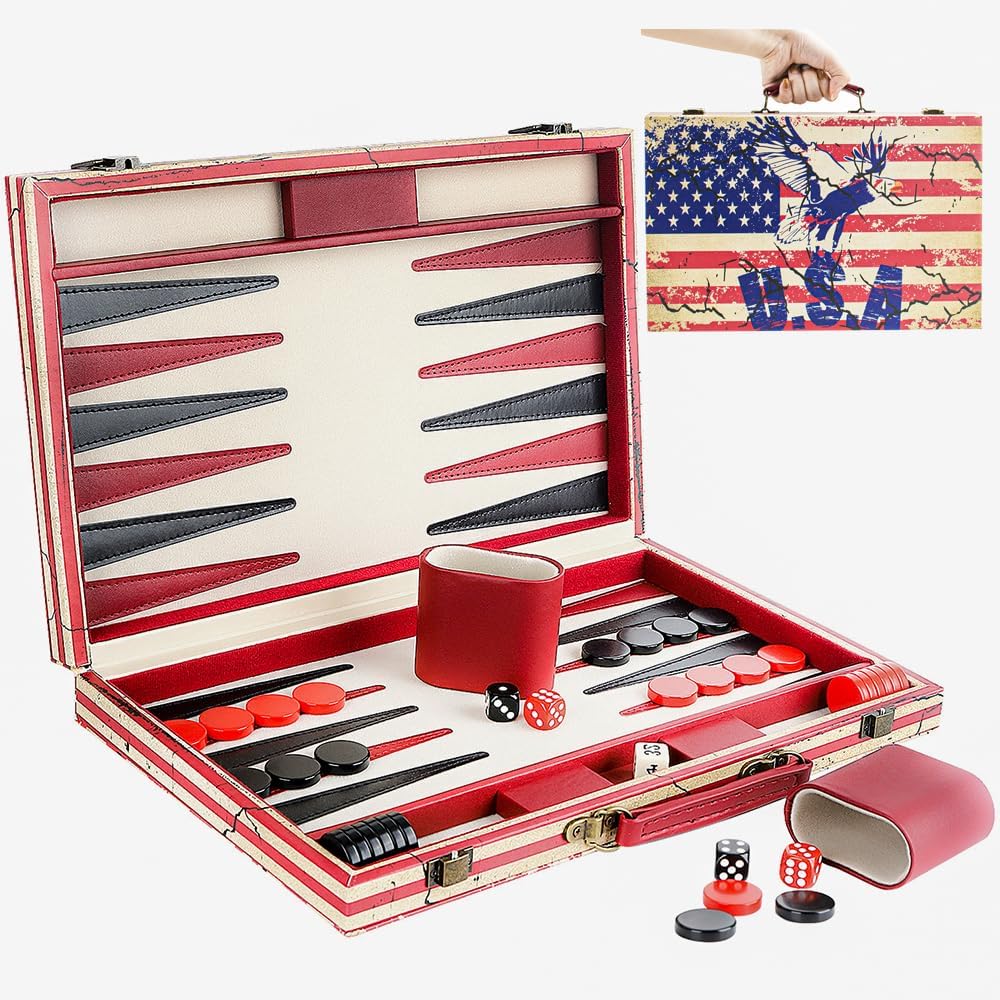 Juego de Backgammon, Diseño Bandera Americana, Clásico, MGA
