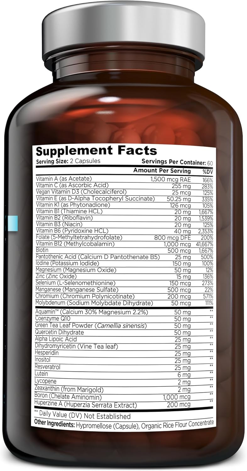 Multivitamínico Diario para Mujeres y Hombres - 120 Cápsulas Veganas