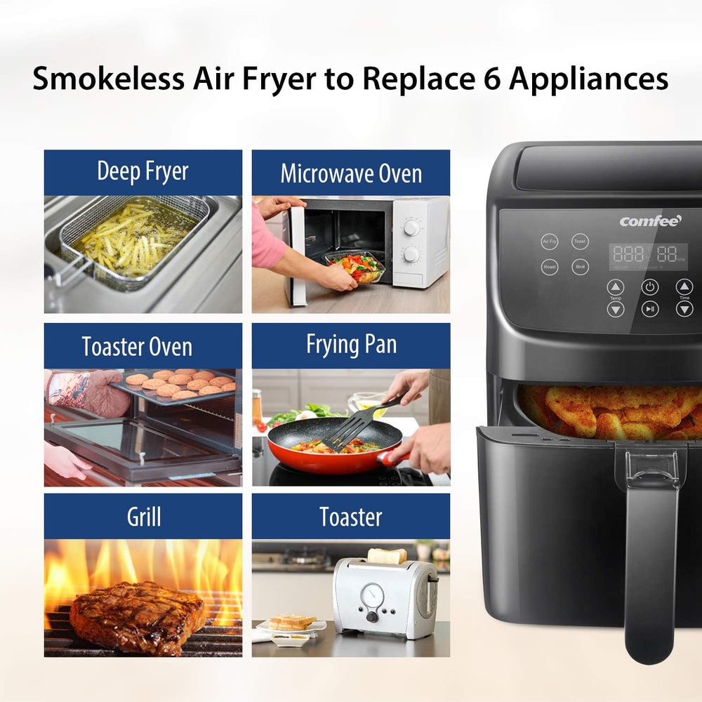 Freidora de aire COMFEE 5.8Qt 1700W, 8 funciones, digital