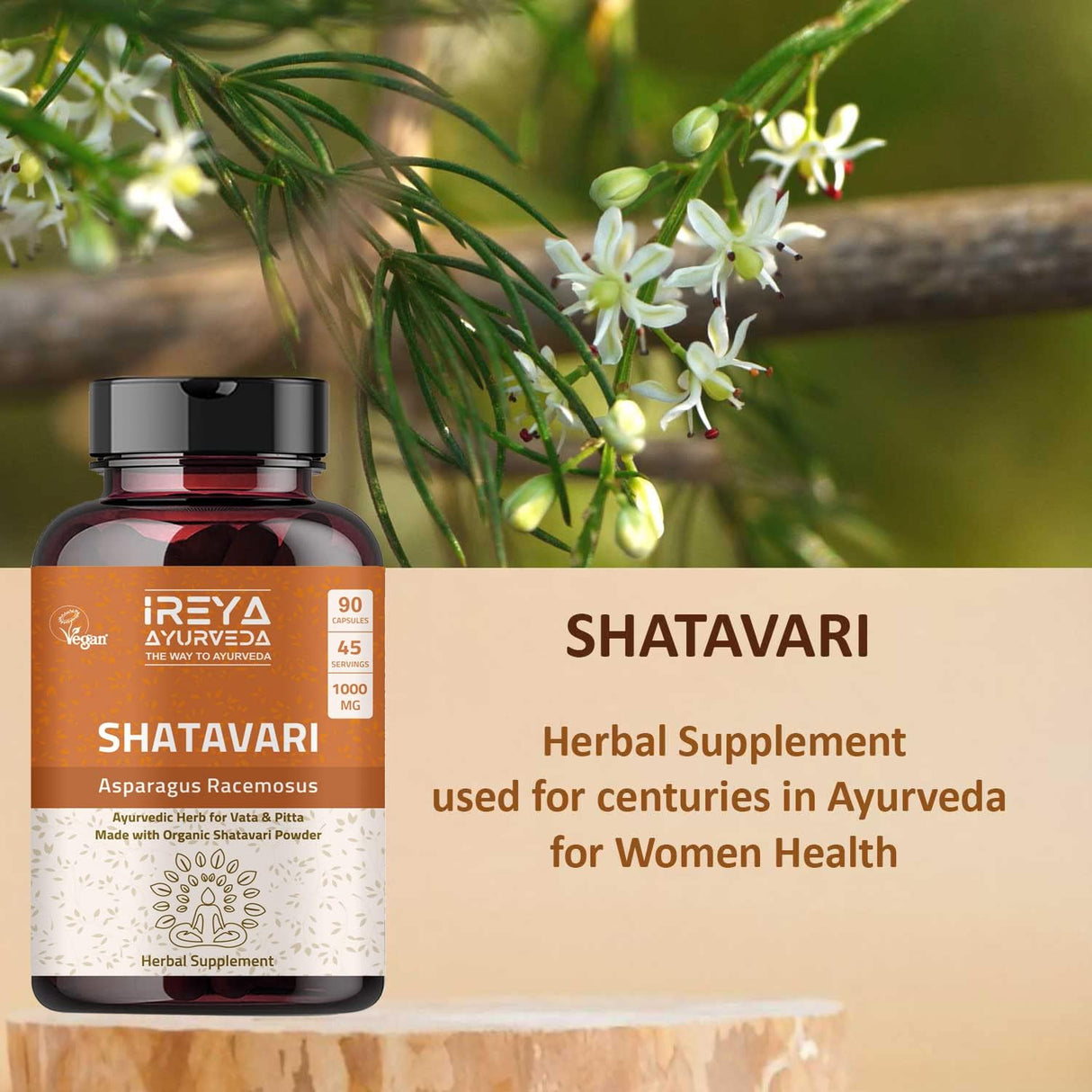 Shatavari Cápsulas (90 capsjules) 1000 mg orgánico Shatavari