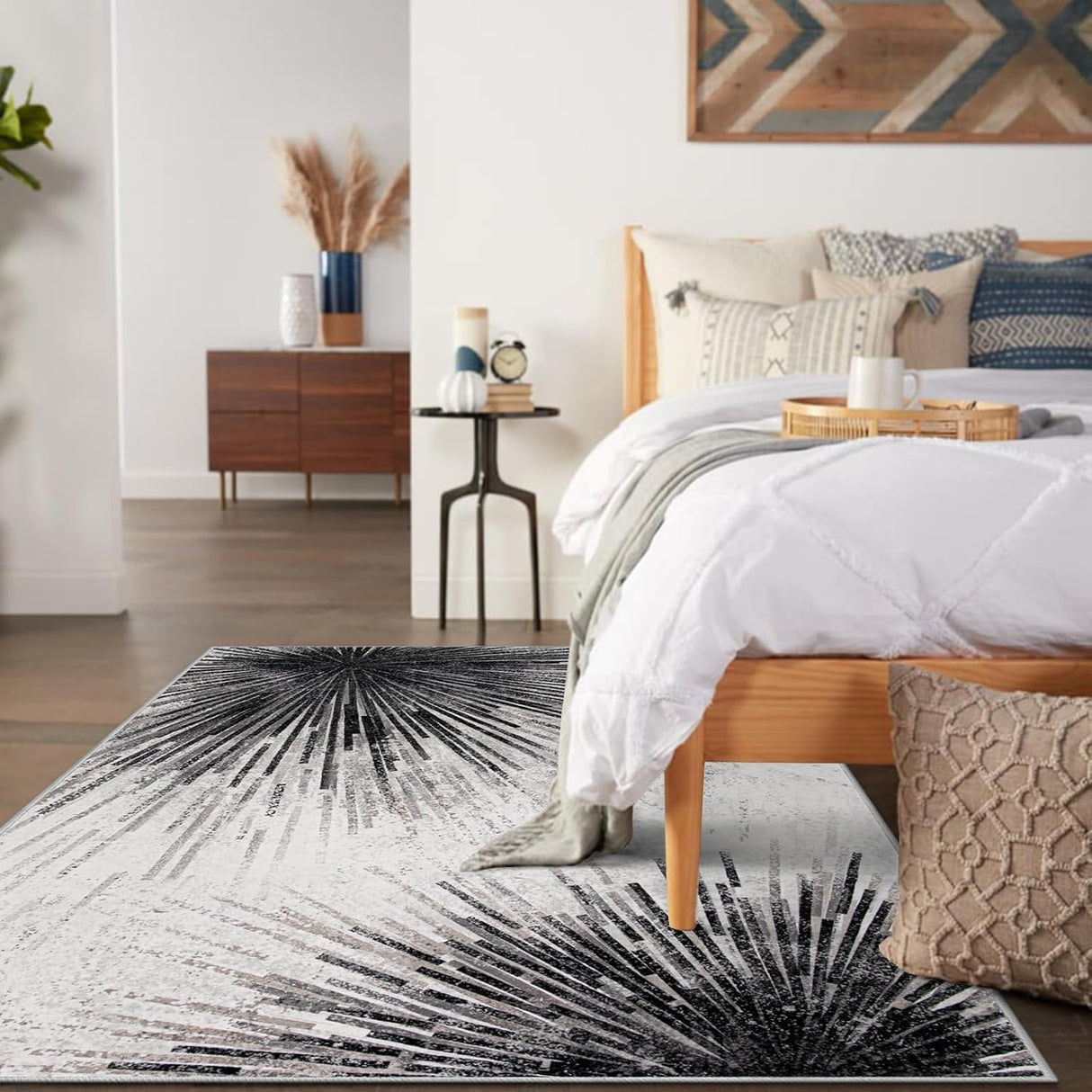 Tapete negro para sala y dormitorio, Negro /Gris Lahome