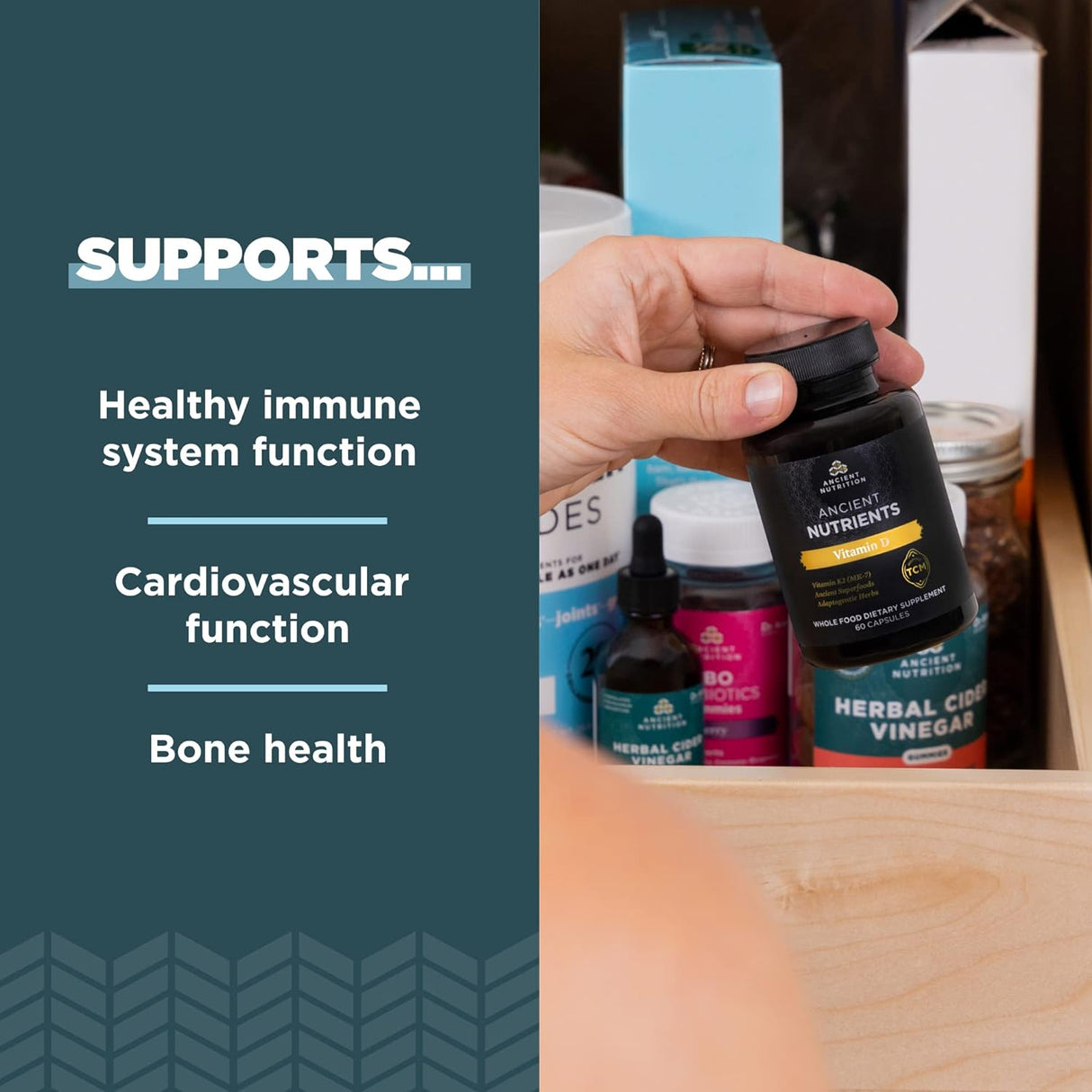 Suplemento de Vitamina D con Caldo de Huesos y Hongo 60 Caps