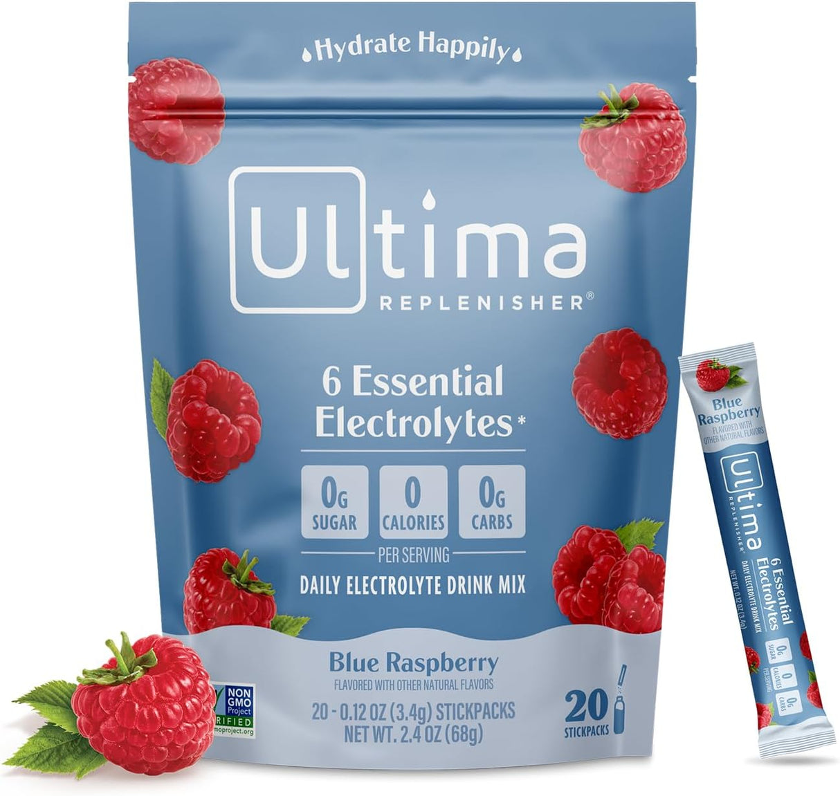 Mezcla de Electrolitos Ultima Replenisher, 20 Stickpacks, Keto