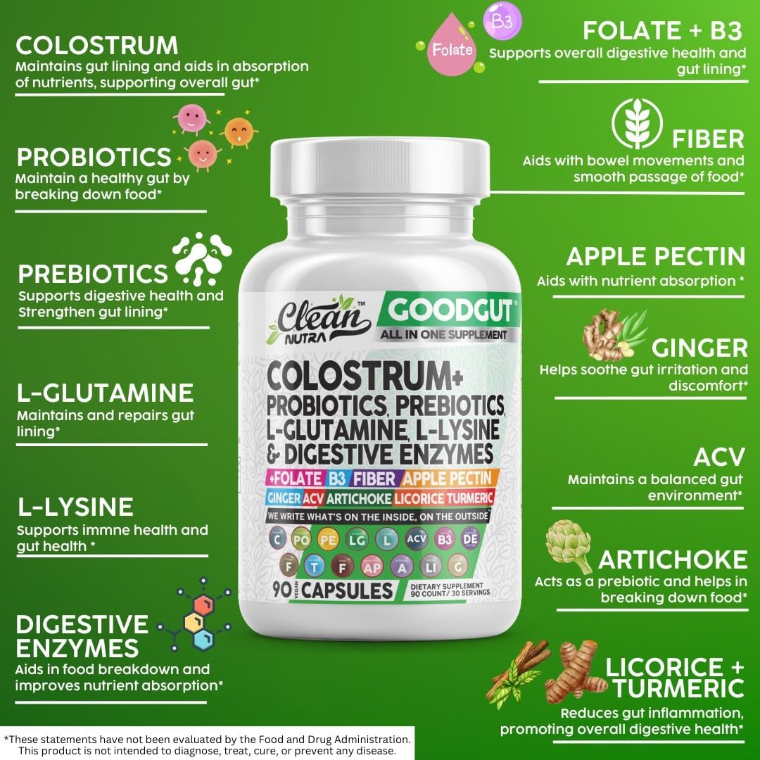 Cápsulas de Colostro Probioticos Clean Nutra, Digestión Saludable