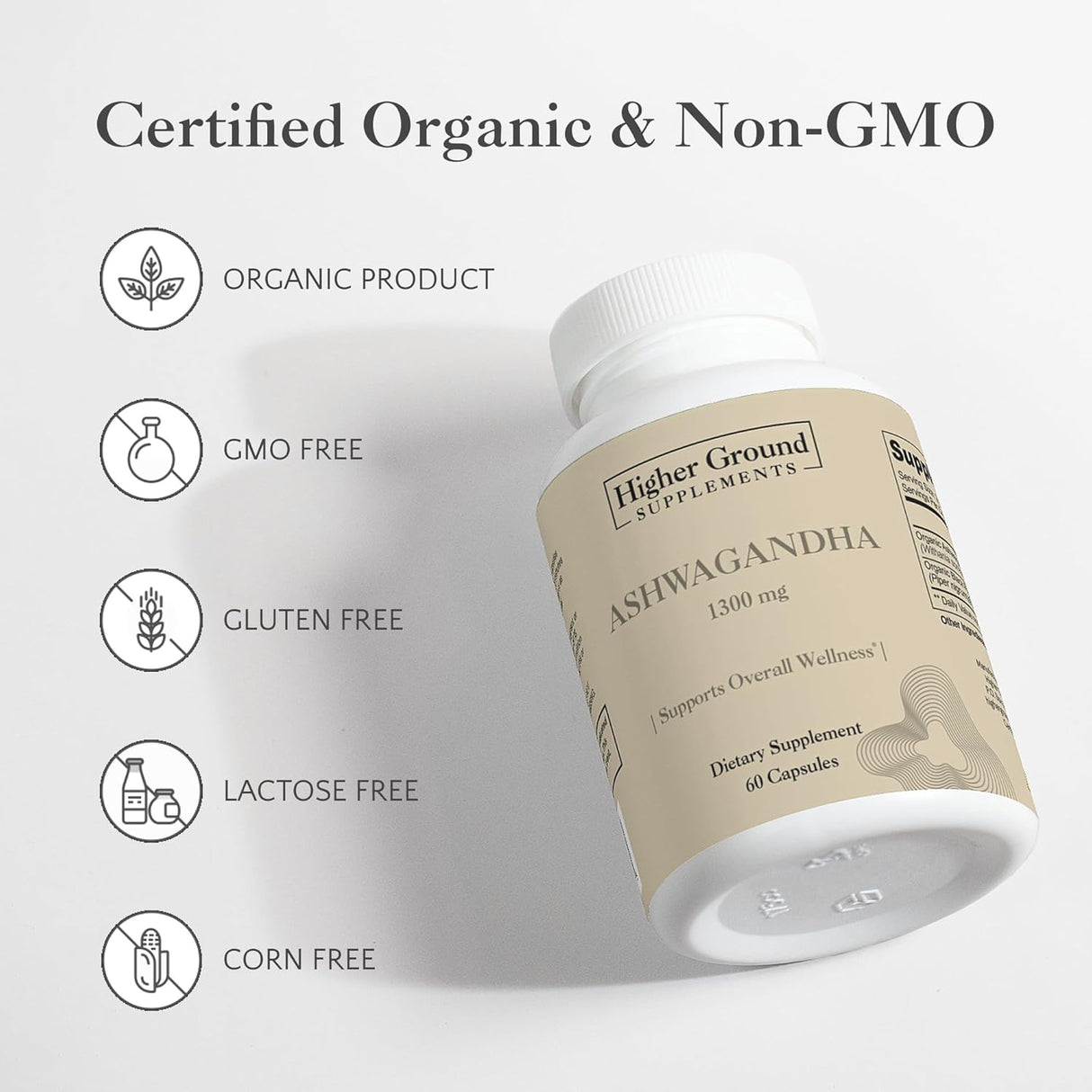 Suplemento de Ashwagandha con Pimienta Negra 60 Cápsulas