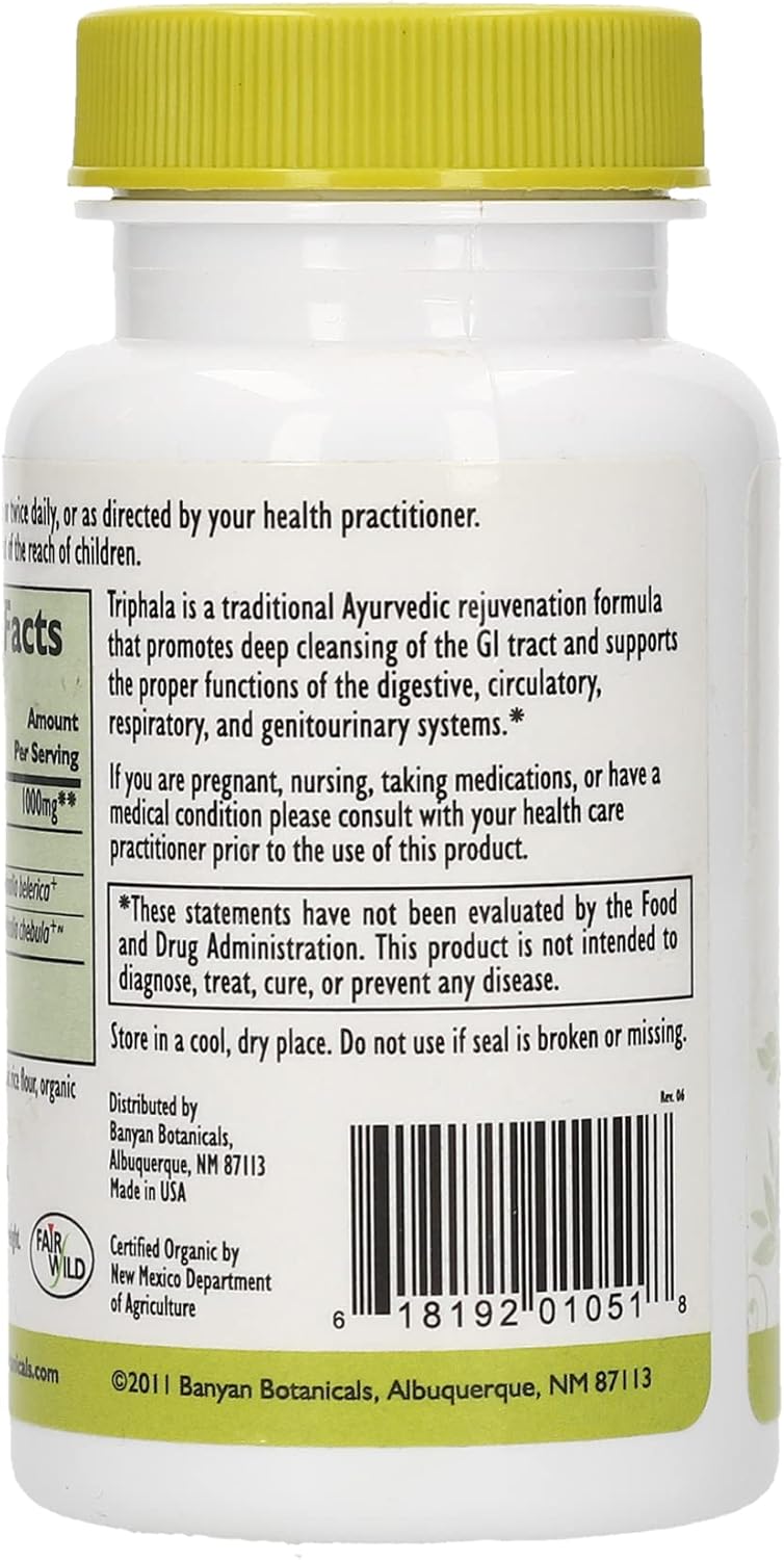 Suplemento Banyan Botanicals Triphala USDA orgánico