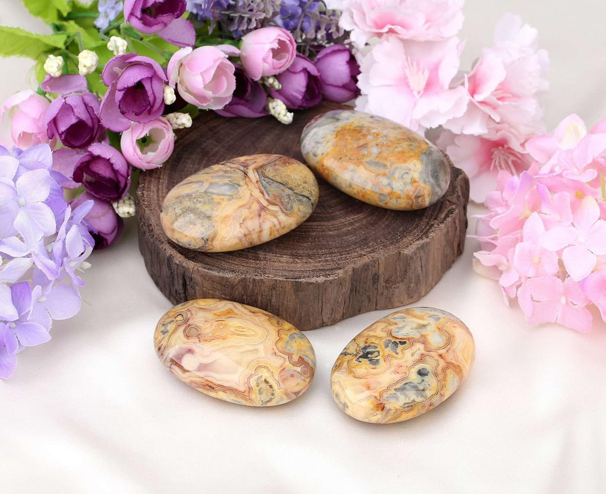 Piedra de Palma de Ágata Crazy Lace Amarilla 2.4" Energética