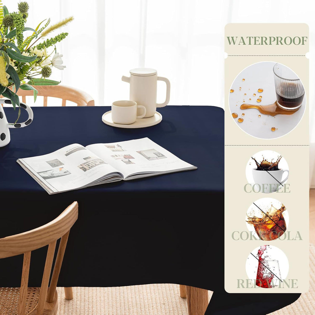 Mantel Impermeable Antimanchas para Mesa Rectangular 4 Pies