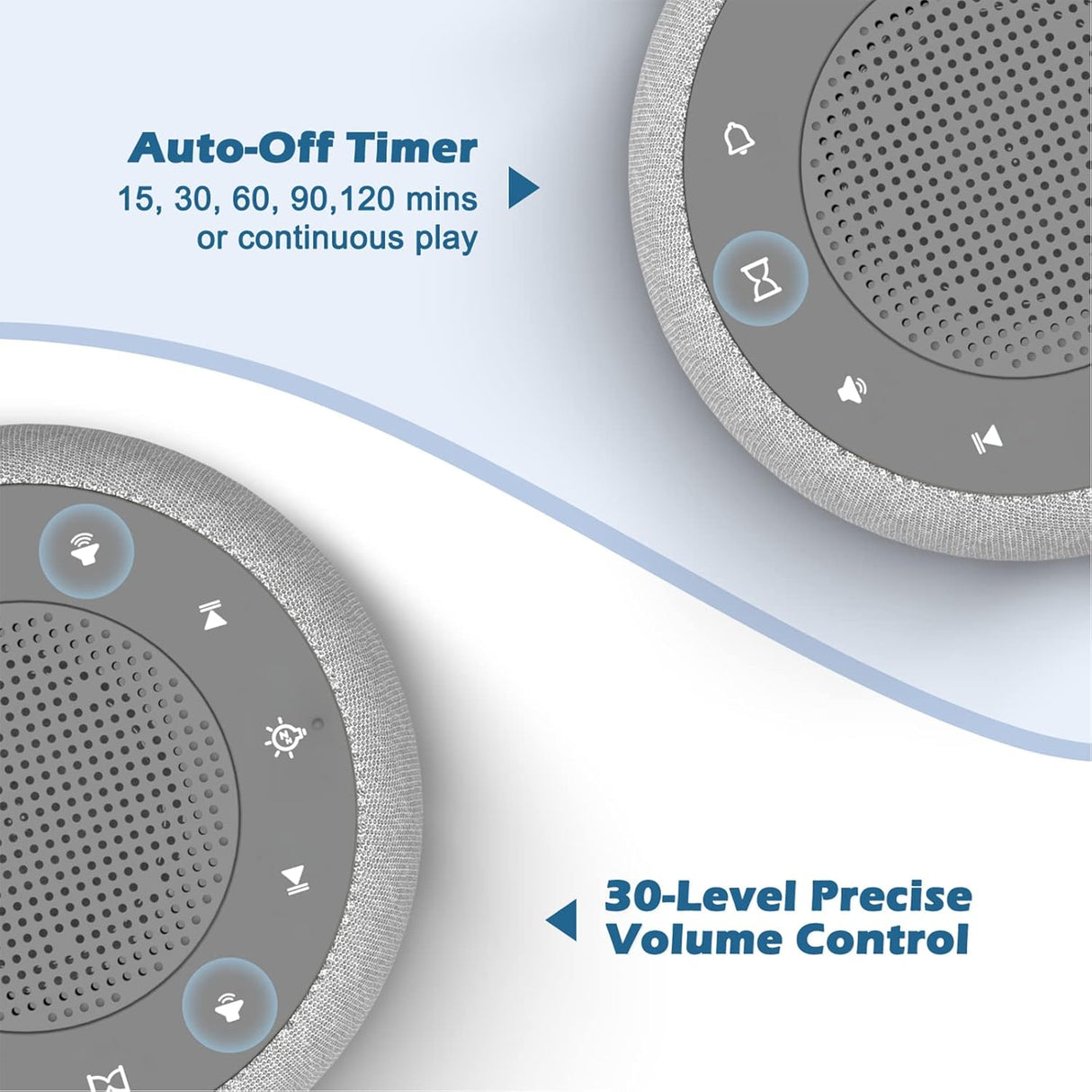 Máquina de Sonido y Reloj Despertador 2 en 1, 18 Sonidos, Luz Nocturna