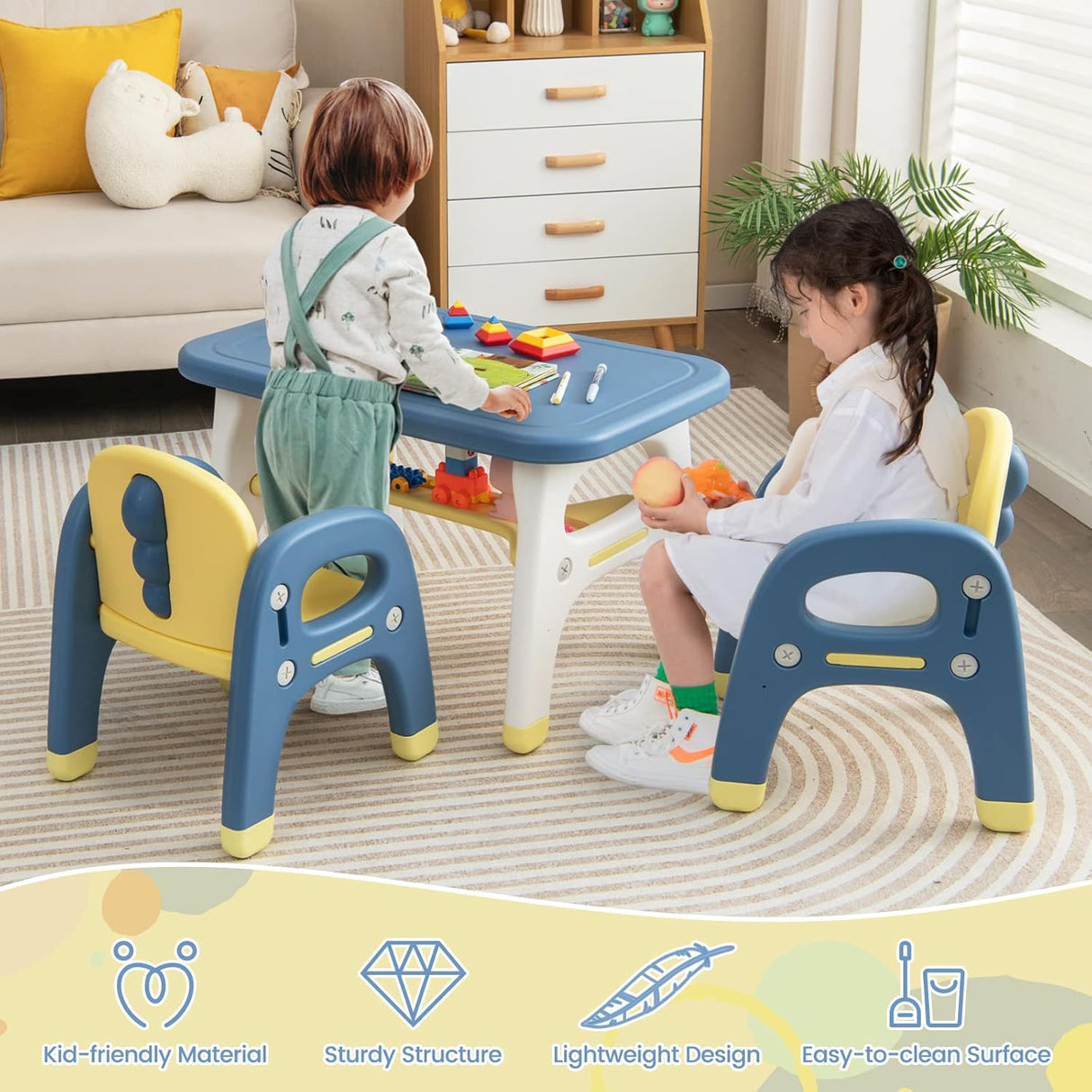Juego de mesa y silla para niños con juguetes Montessori