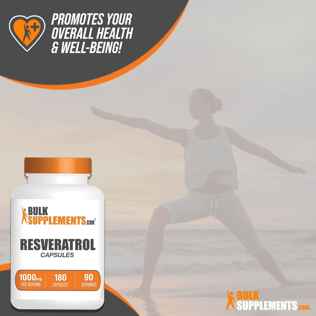 Suplemento BULKSUPPLEMENTS de resveratrol 1000mg 180 cáp