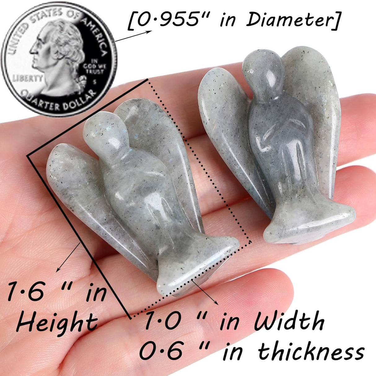 QINJIEJIE Cristales de ángel de labradorita blanca tallada