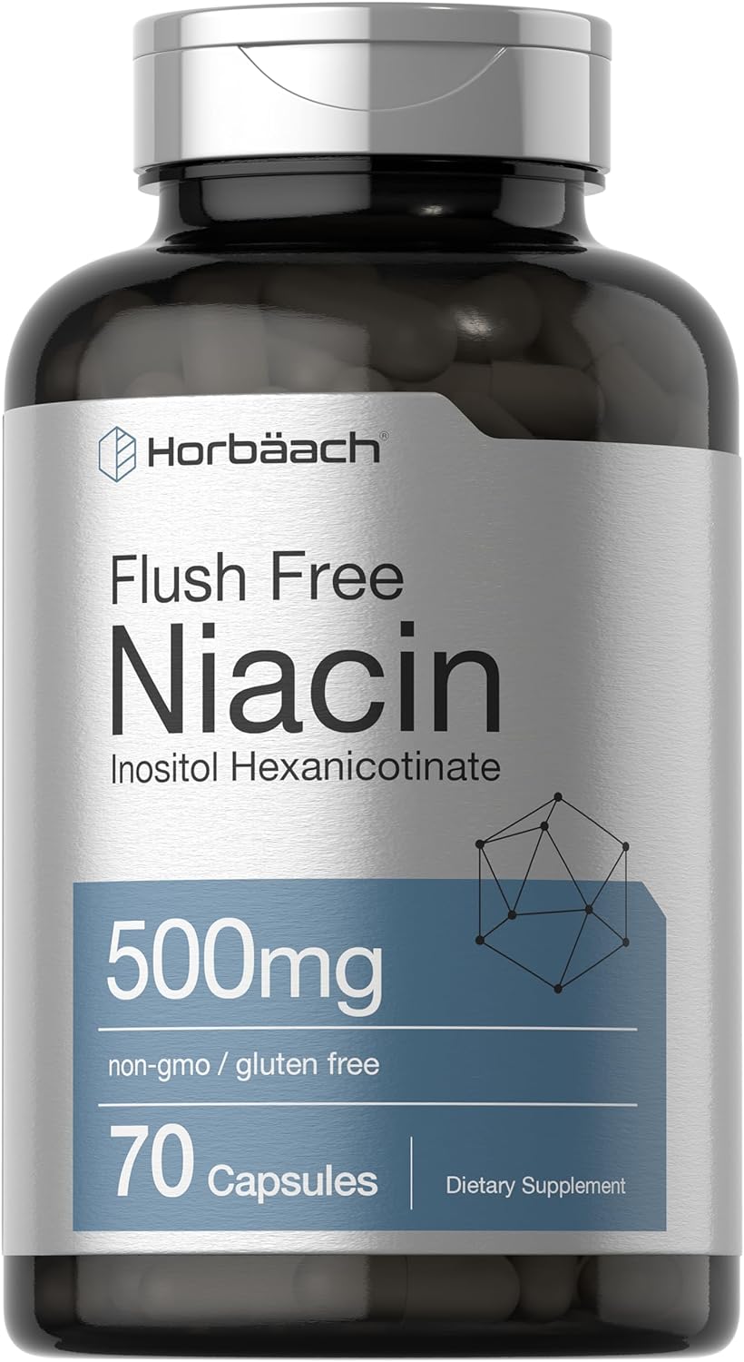 Niacina Horbaach 500 mg 70 Cápsulas Sin Flush Non-GMO