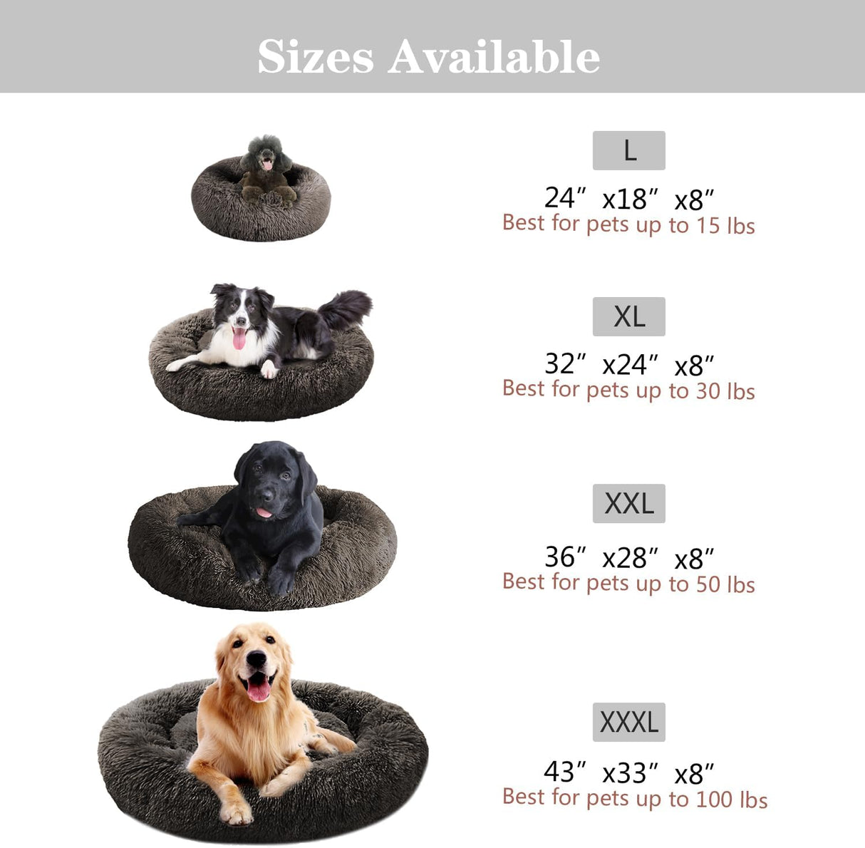 Cama para perros MFOX, suave, tamaño L/XL/XXL/XXXL, hasta 100lbs