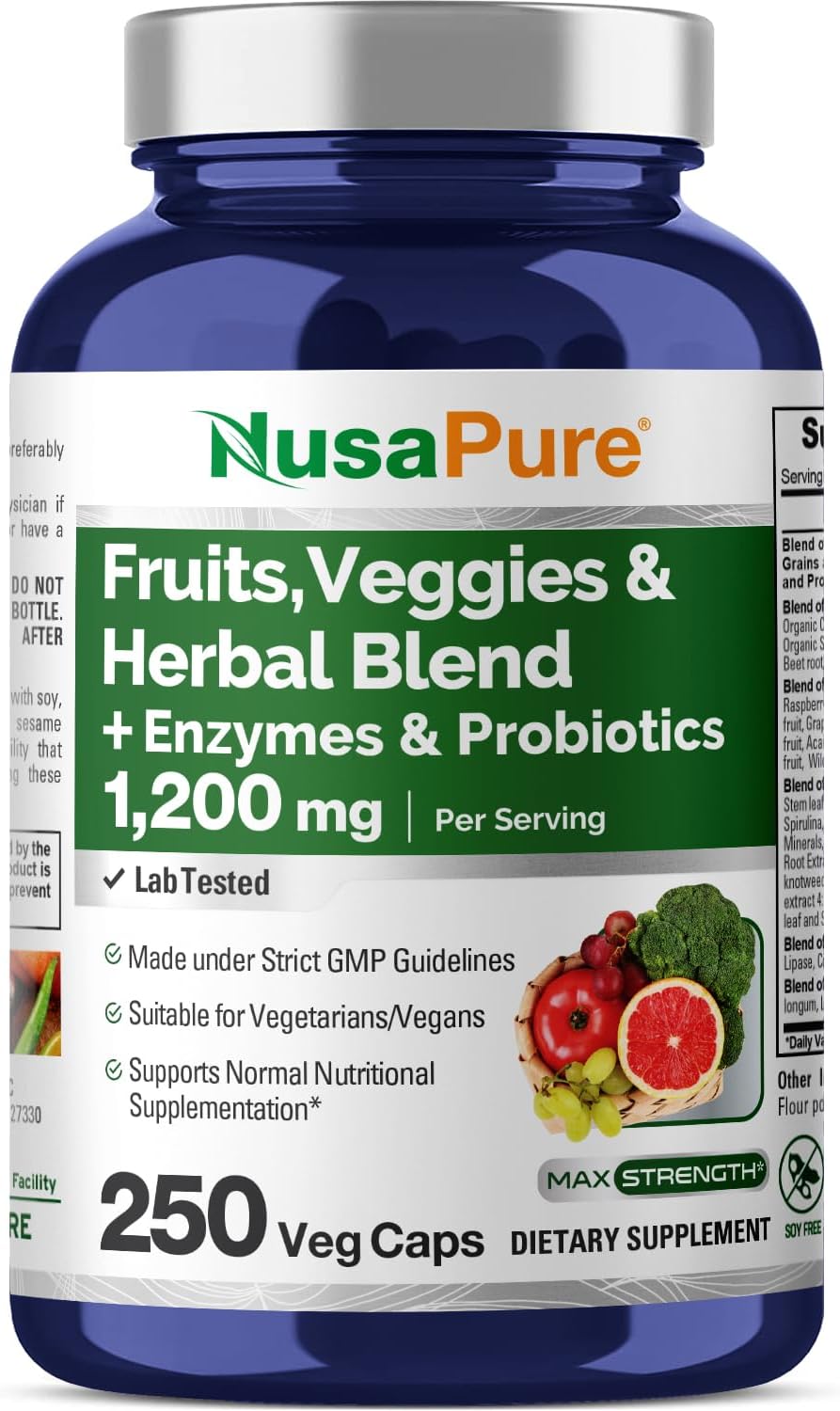 Suplemento de Frutas y Verduras con Enzimas y Probióticos