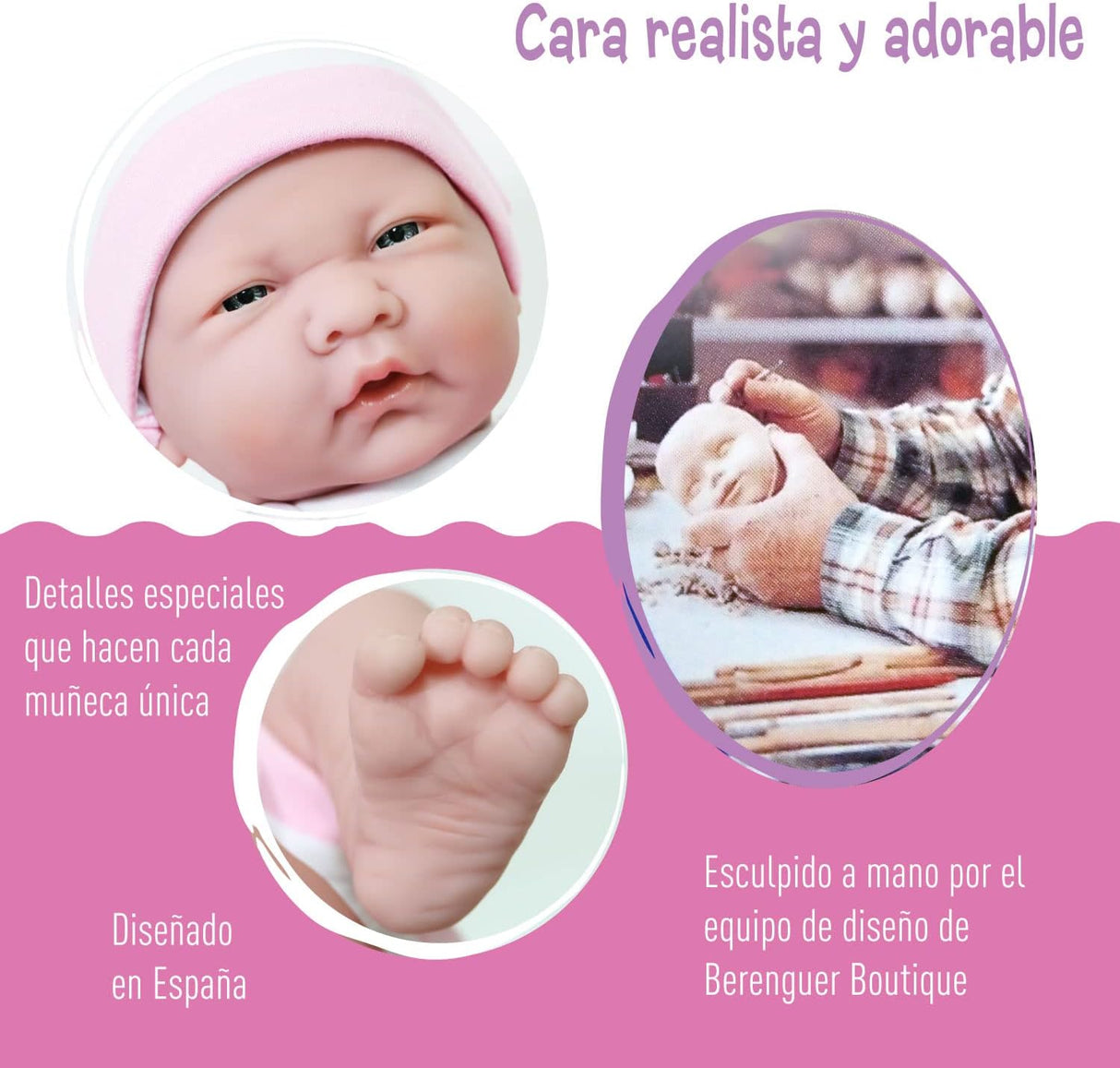 Muñeca Reborn de Vinilo con Accesorios y Cuna Rocking Crib
