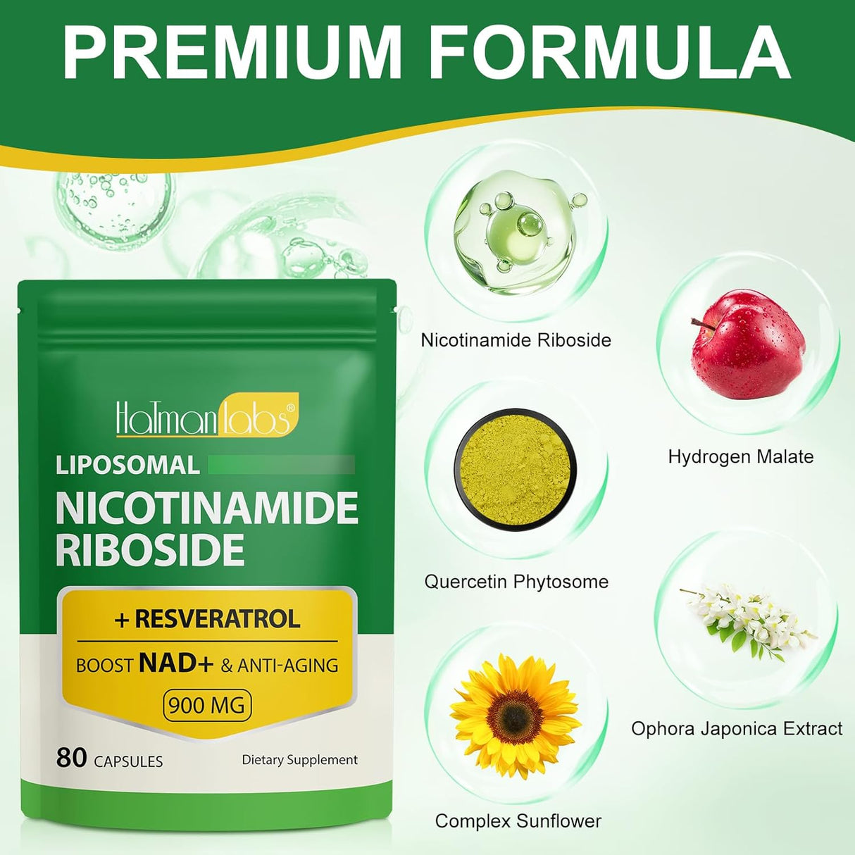 Suplemento NAD Liposomal 900mg - Energía y Salud Celular - 80 Cápsulas