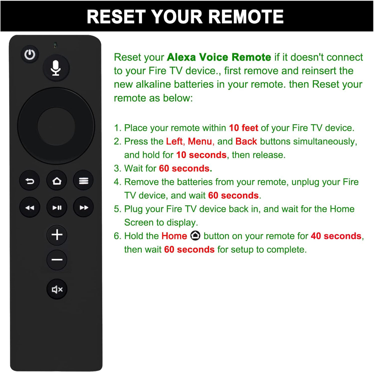 Control Remoto de Reemplazo L5B83H para Amazon TV Cube y Stick