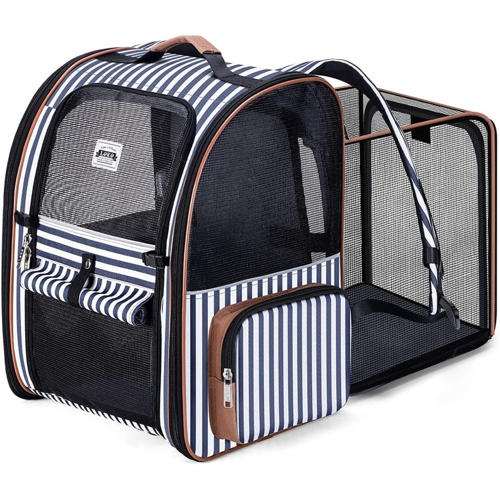 Mochila grande para gatos expandible y plegable negra