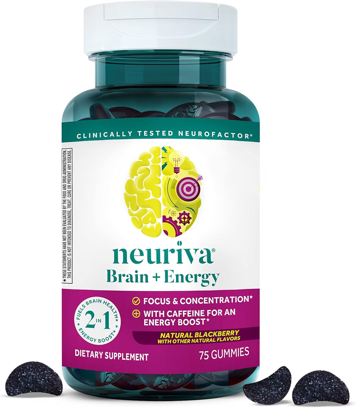 Neuriva Gomitas de cerebro + energía suplemento cerebral 75u