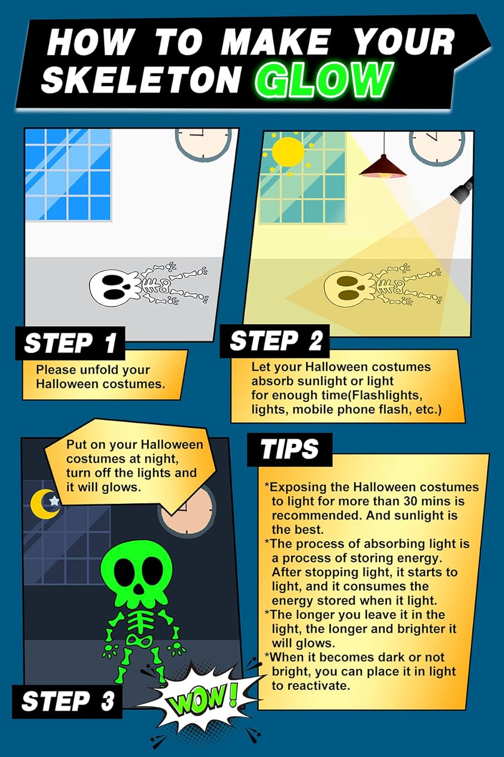Disfraz esqueleto para niños 10-12T brilla en la oscuridad