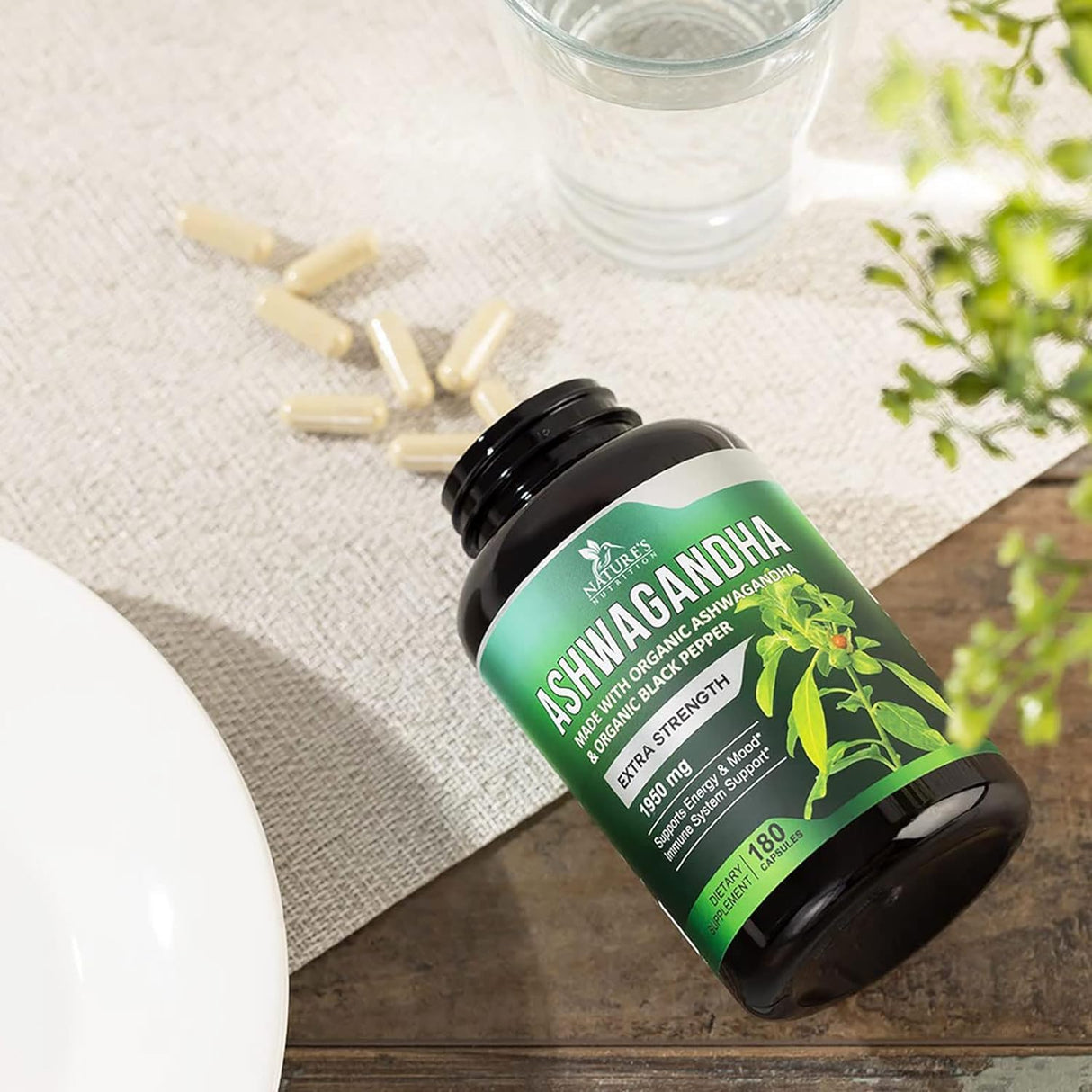 Suplemento Nature's Nutrition orgánicas de Ashwagandha Extra