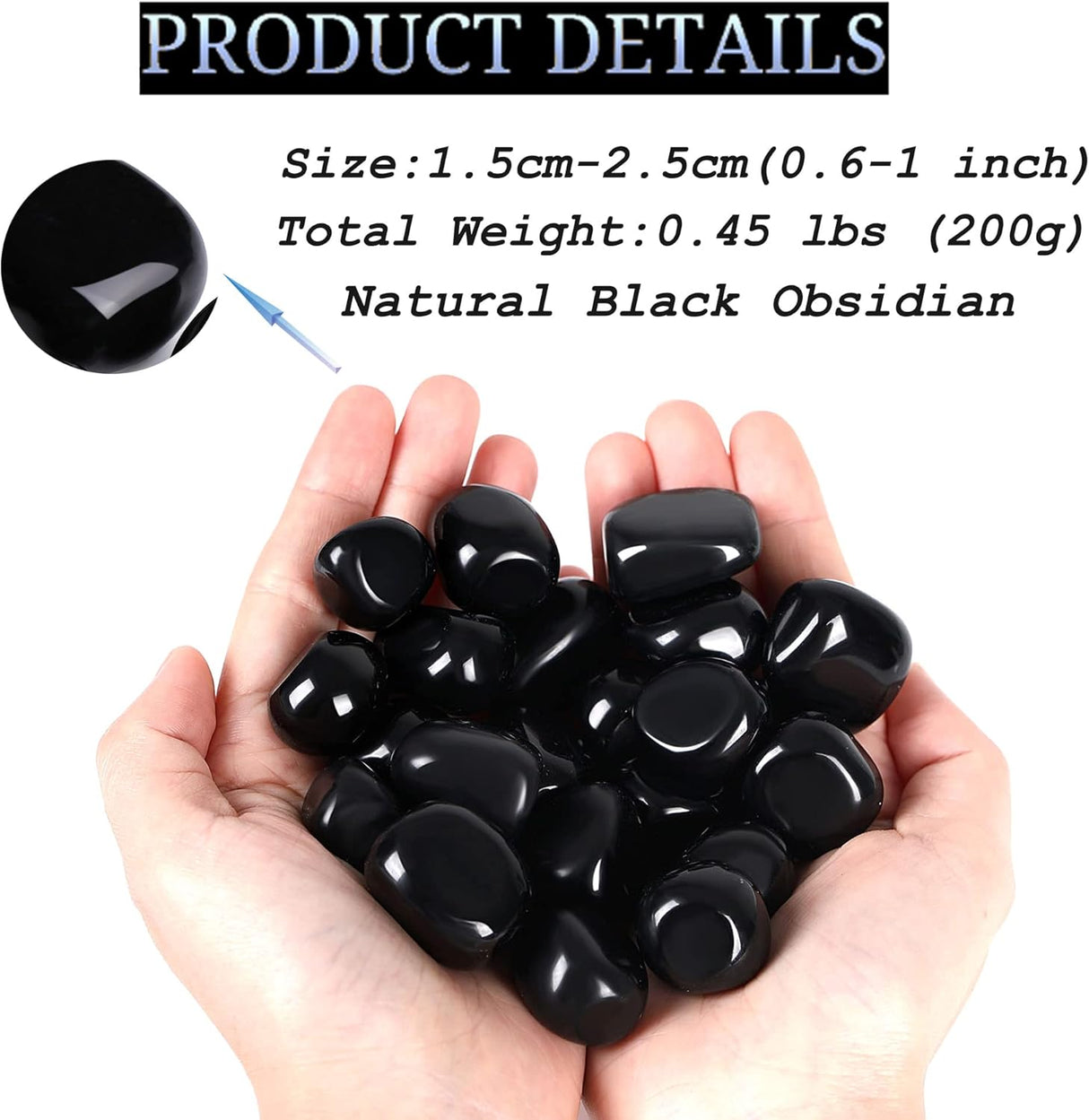 Juego de Piedras de Obsidiana Negra Pulidas y Tumbled 0.45 lbs