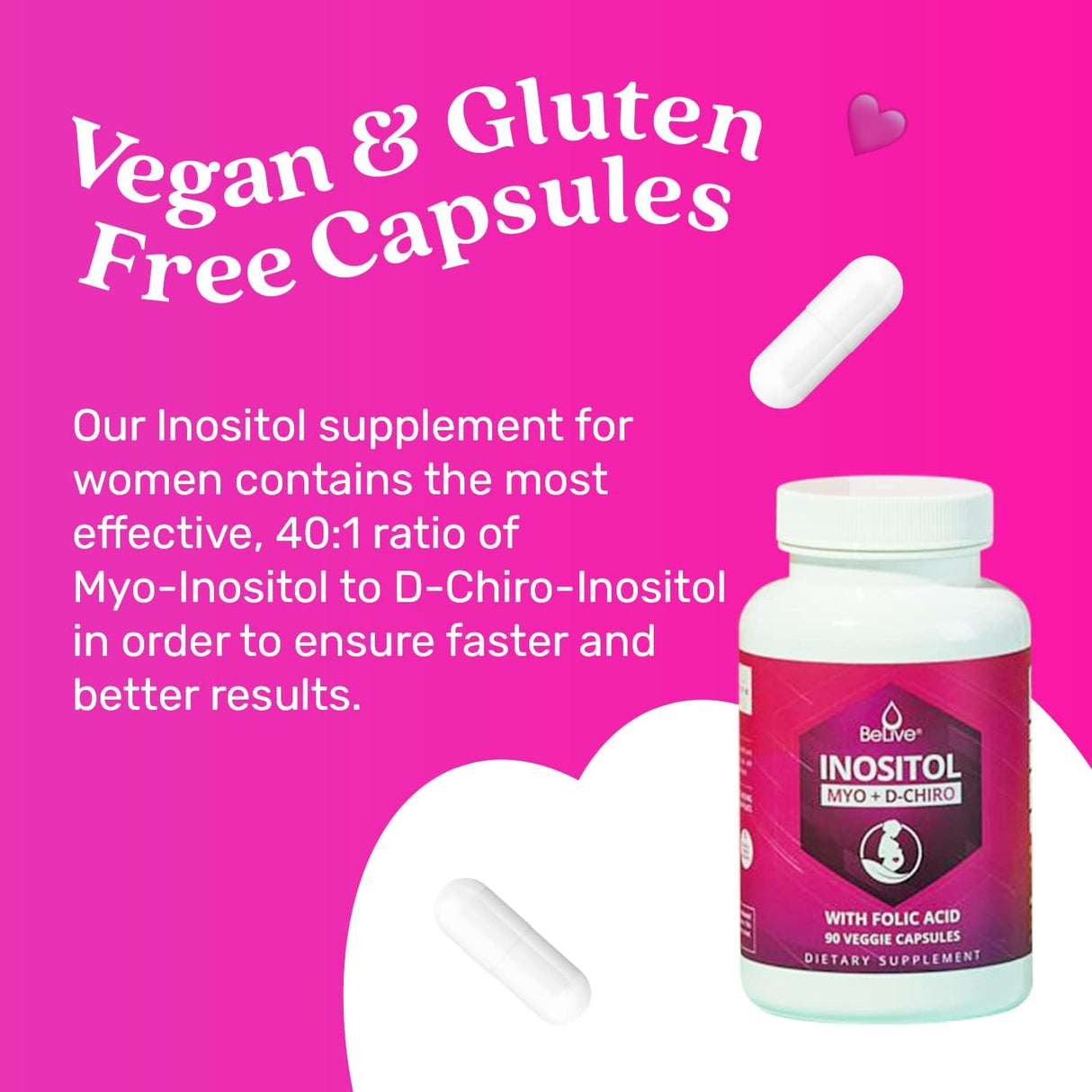 Suplemento de mio-inositol y D-Chiro inositol 90 unidades