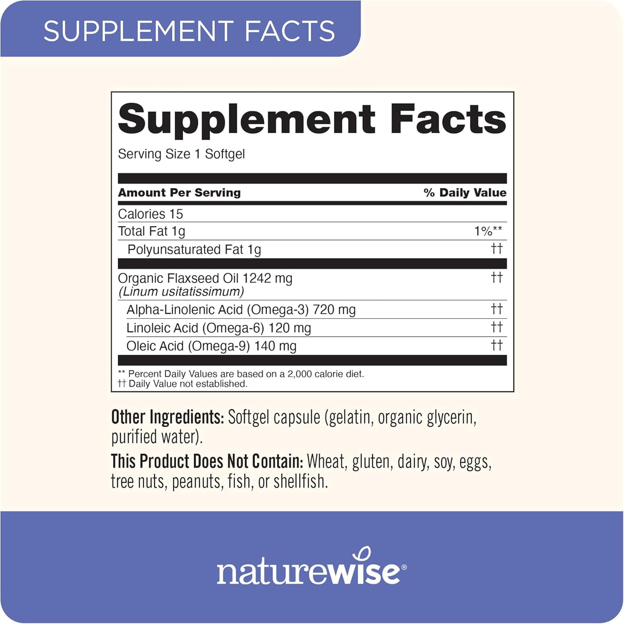 Suplemento de Aceite de Linaza, NatureWise, Orgánico, 1200 mg