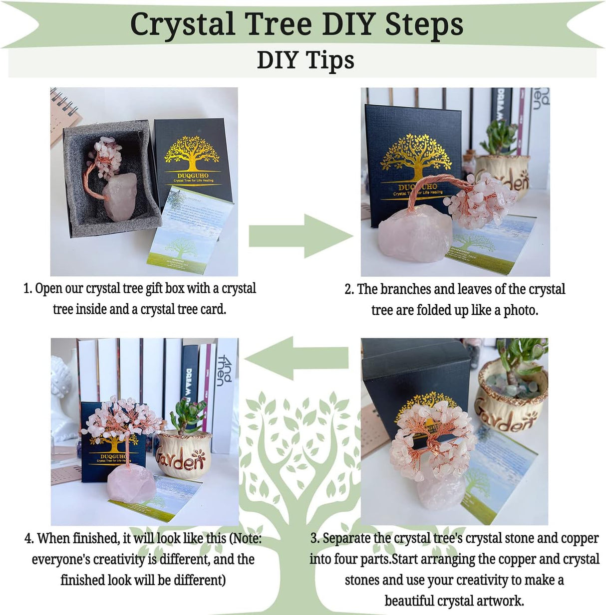 DUQGUHO Árbol de cristal de amatista con piedra preciosa