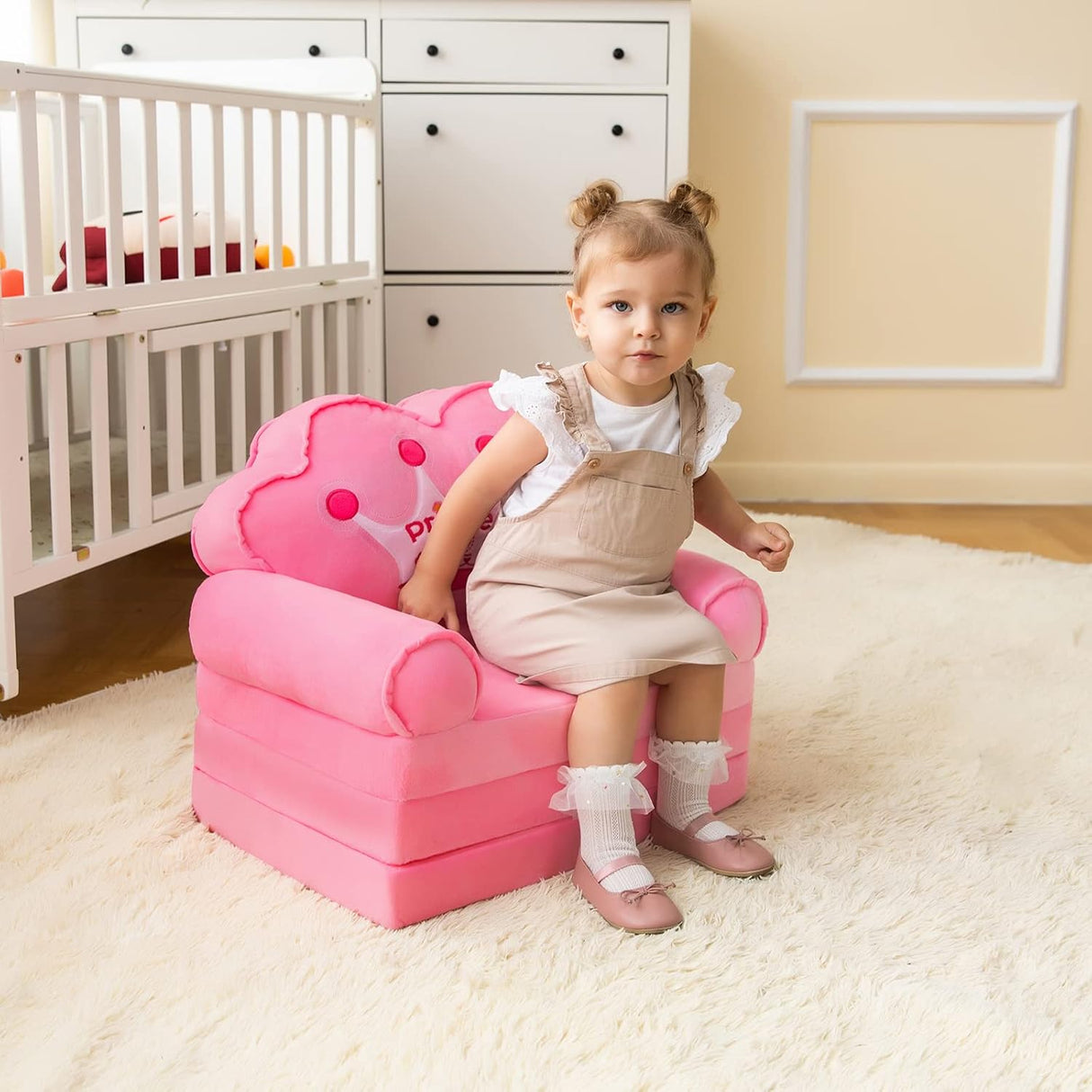 Silla plegable de princesa y convertible en cama para niñas