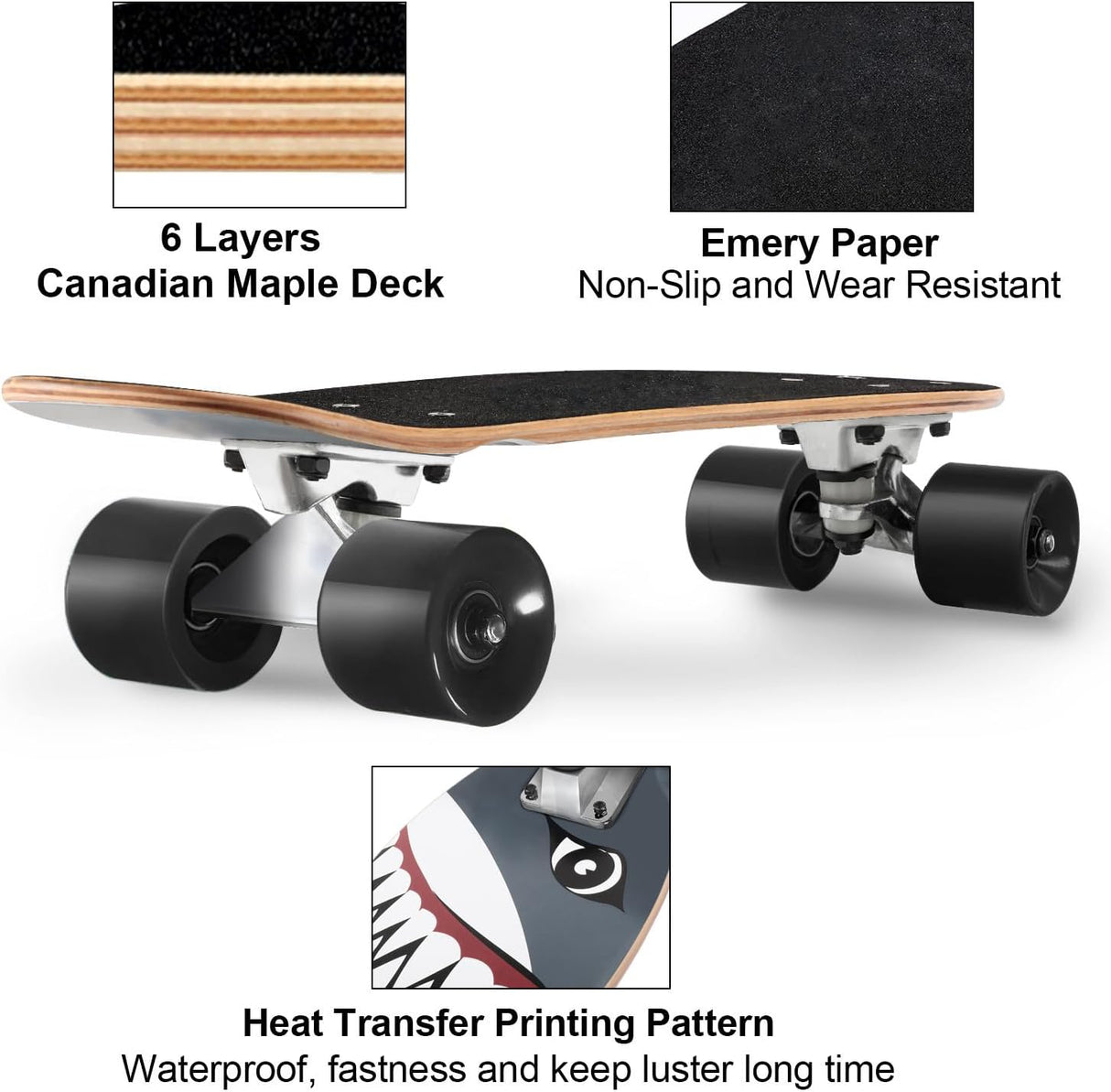 Skateboard Completo Mini Cruiser 22 Pulgadas para Principiantes