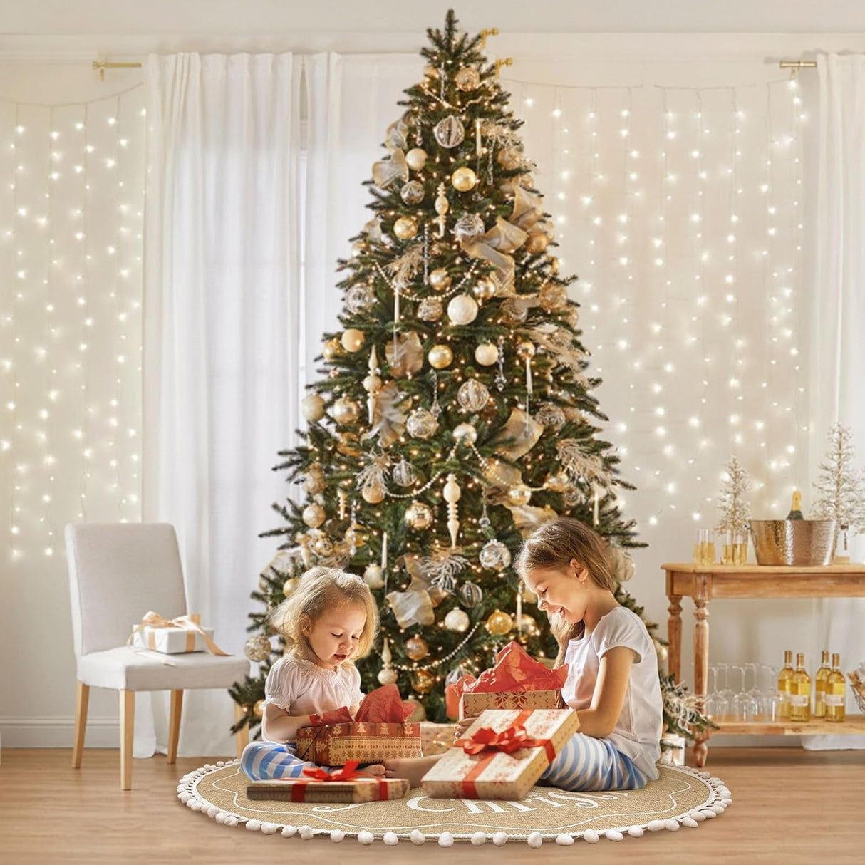 Funda de Árbol de Navidad AerWo 48 Pulgadas con Copos de Nieve