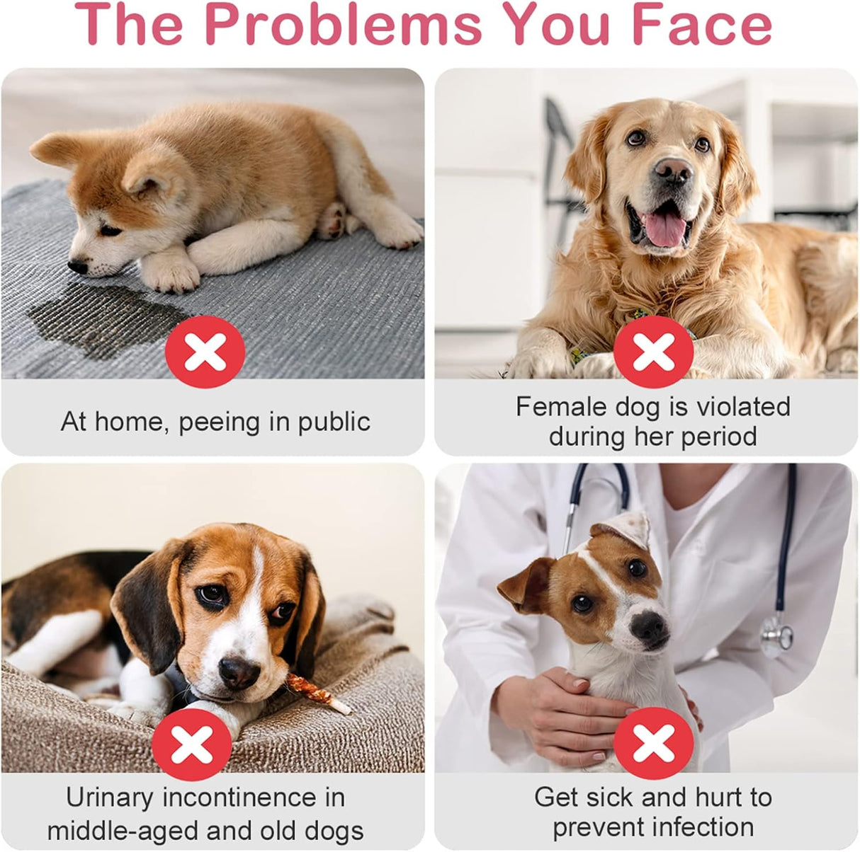 Pañales desechables para perras, pañales para cachorros con cintura elástica